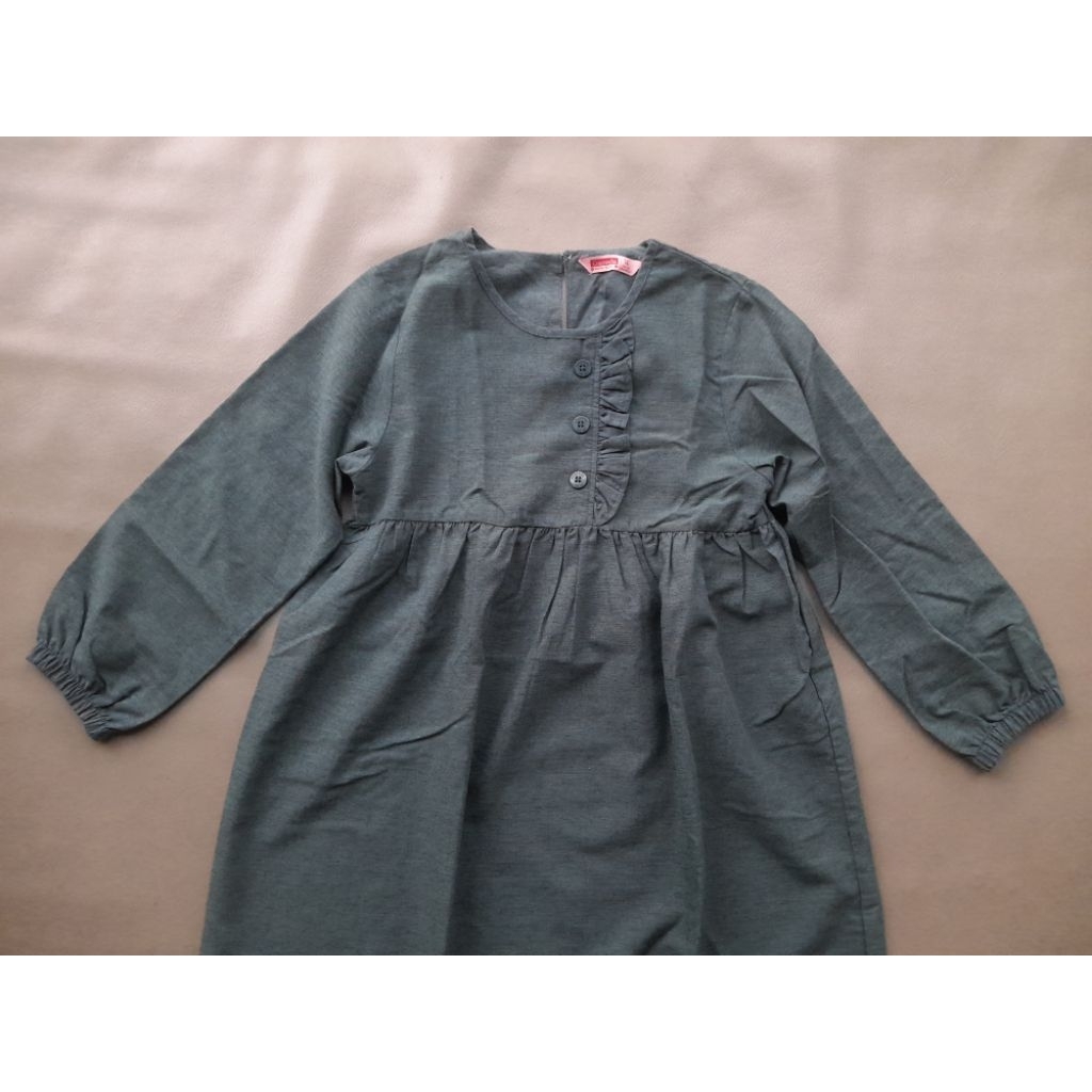 CRESSIDA GAUN MUSLIM GAMIS DRESS ANAK HIJAU