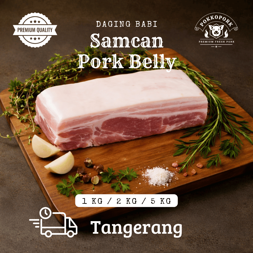 Daging Samcan Babi Pork Belly Whole Cut Kulit Frozen Vacuum Fresh Premium 1 kg 2 kg 5 kg Siobak BBQ 