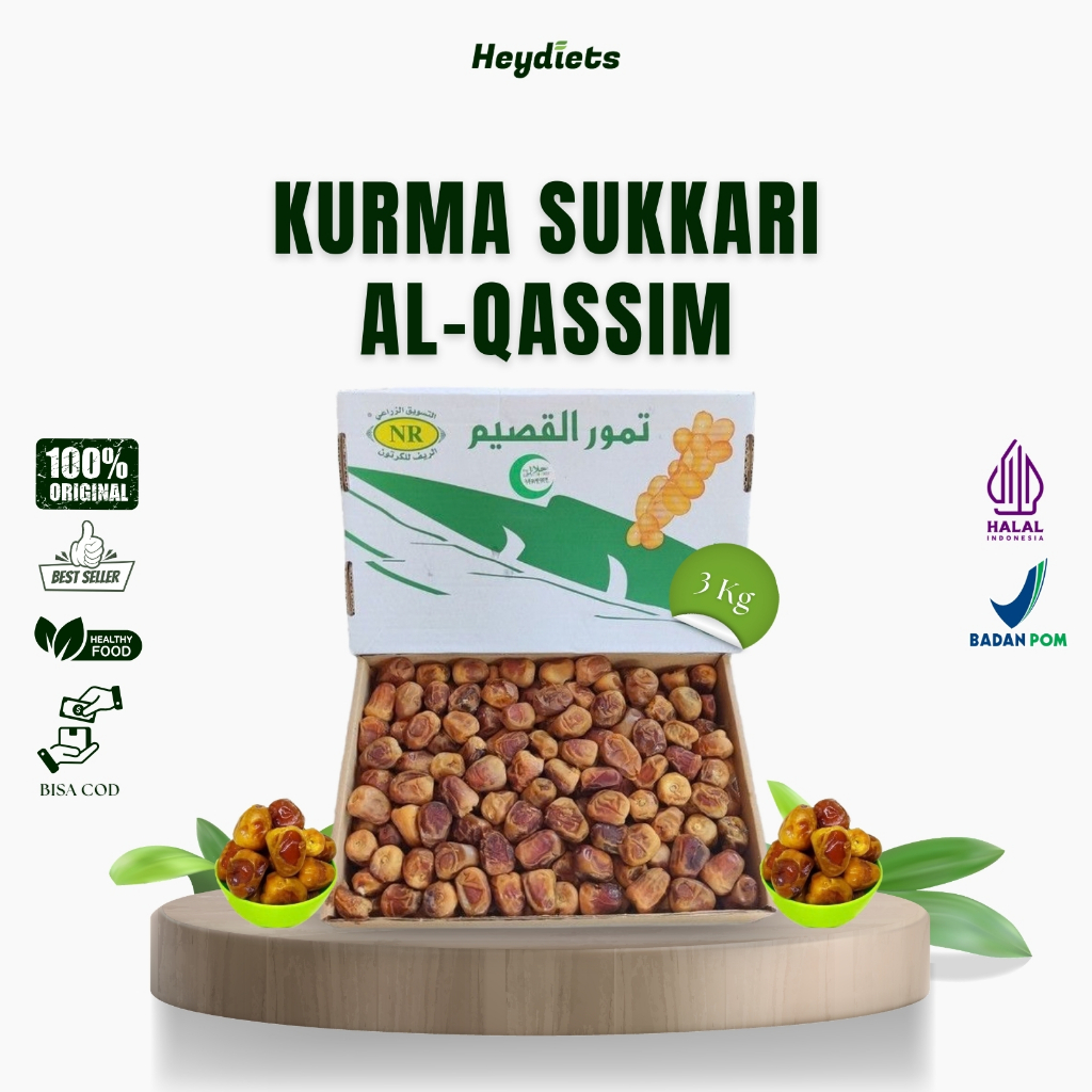 Kurma Sukari Merek AL-Qassim 3kg Premium - Manis Alami, Lembut, Kaya Nutrisi MAKASSAR