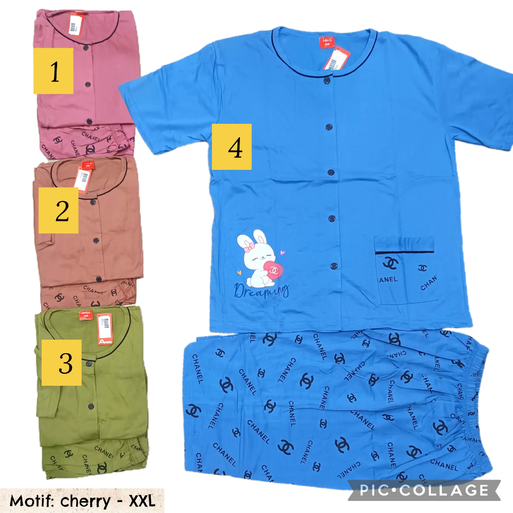 Oneset jumbo xxl dewasa setelan piyama babydoll amro one set pajama bebidol kaos sehari hari rumah c
