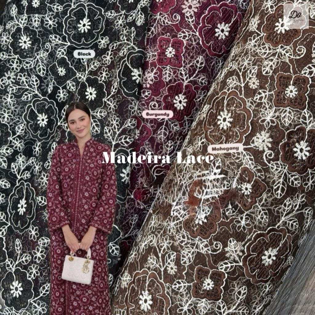 Bahan Kain Madeira Lace Bordir Premium//Kain Lace Madeira Bordir Labi-Labi motif terbaru high qualit