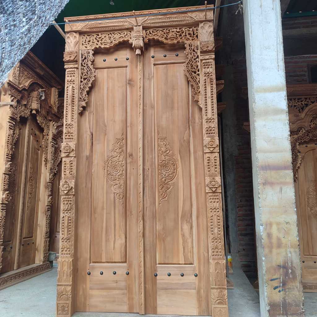 pintu gebyok ukir jati minimalis ukuran 120