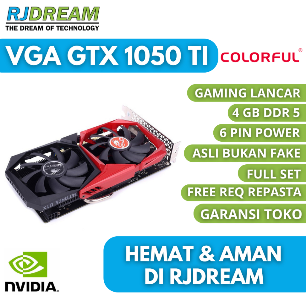 VGA GTX 1050 TI 4GB DDR5 NVIDIA BEKAS / SECOND GAMING