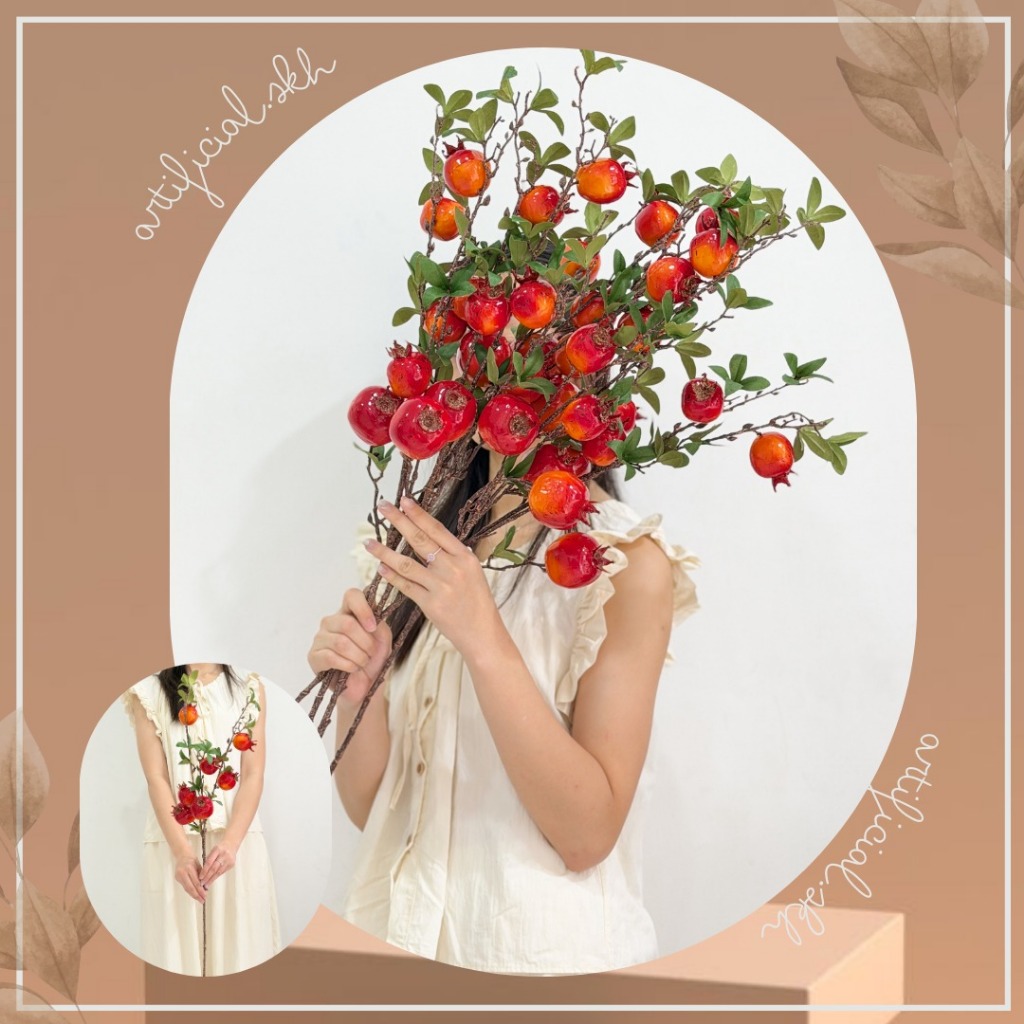 POMEGRANATE FRUIT ARTIFICIAL Hiasan Buah Delima / Artificial pomegranate Fruit  Tangkai Bunga Delima