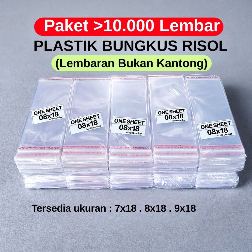 Plastik Opp Lem Bungkus Risol | Lembaran Bukan Kantong  - Isi.100 Pack (10.000 Lembar )