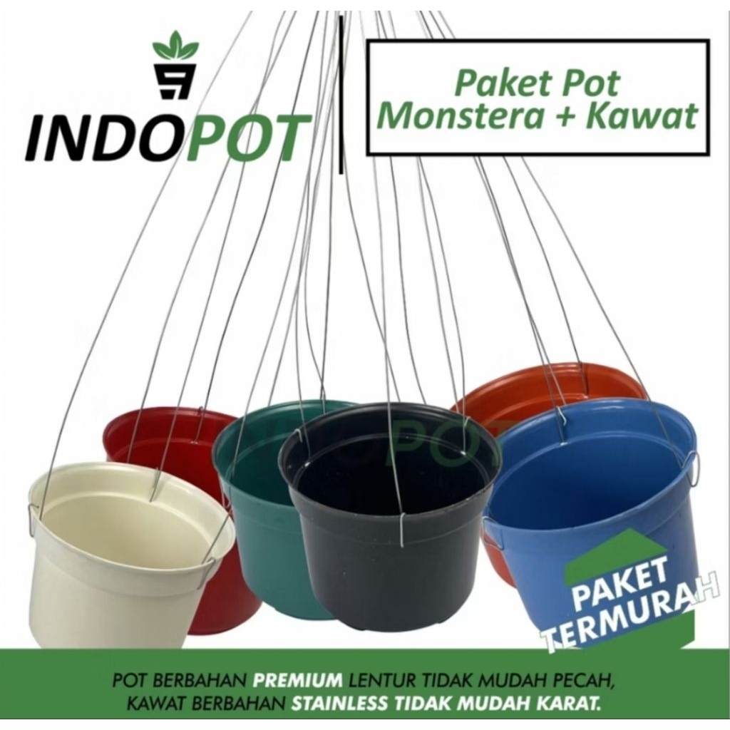 Pot + Kawat Gantung Pot 15 Pot Bunga Gantung Tanaman Bunga Hias / Banjarmasin