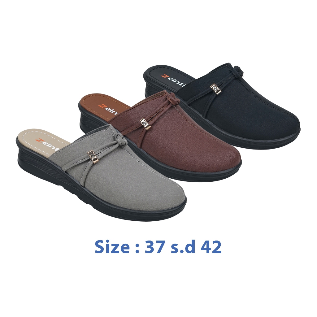 Zeintin - Sepatu Sandal Wanita Bahan Kulit Sintetis Sendal Wedges RD