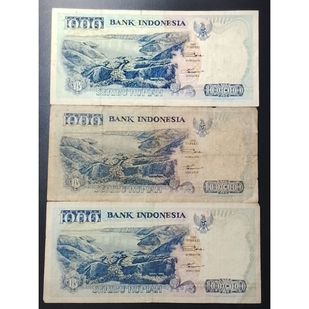 uang kuno indonesia 1k lompat batu 3 lembar p3041