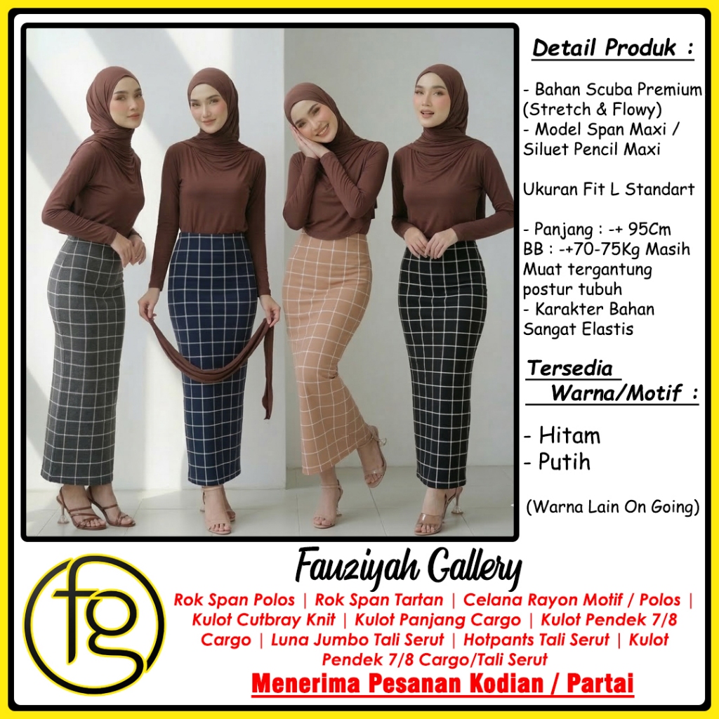 ROK SPAN TARTAN PANJANG KOTAK KOTAK KOTAK KOREAN SKIRT