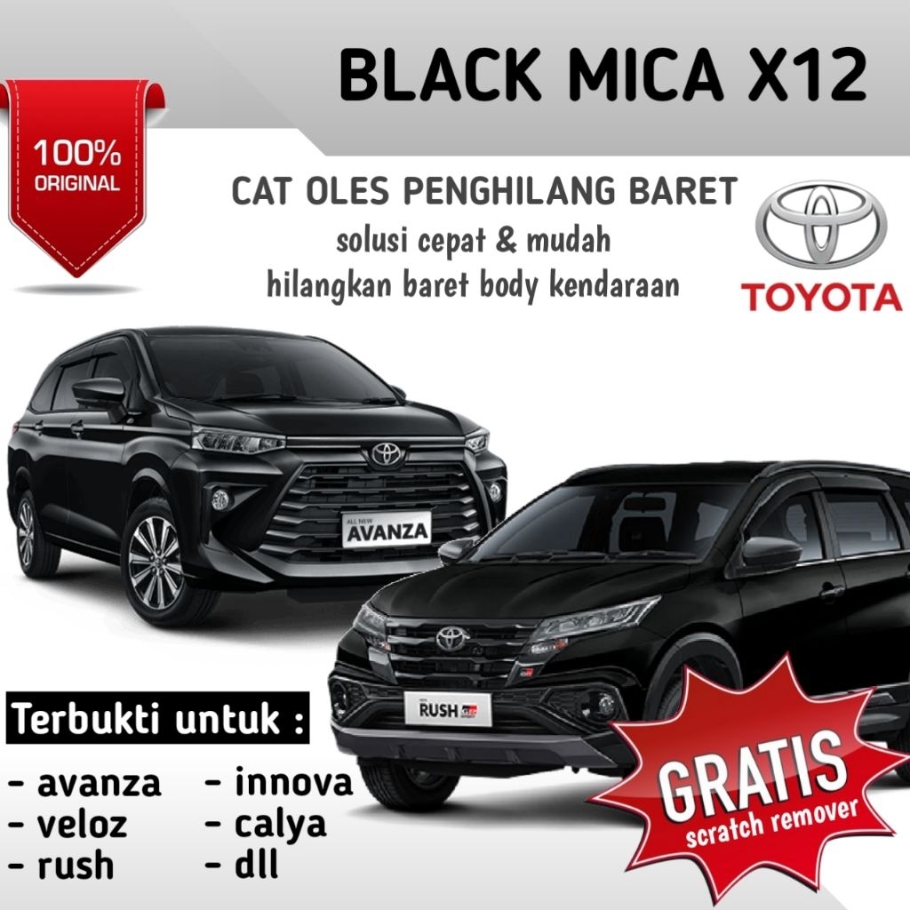 PROMO cat oles penghilang baret body toyota black mica X12