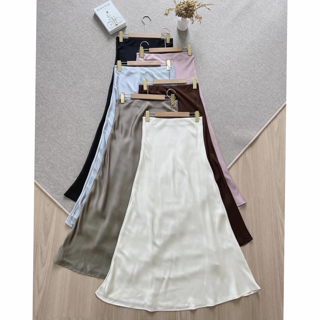 NEW  SATIN SKIRT IMPORT Rok Satin Rok silk Rok Silky Rok Polos Rok Wanita Rok pesta Rok kondangan