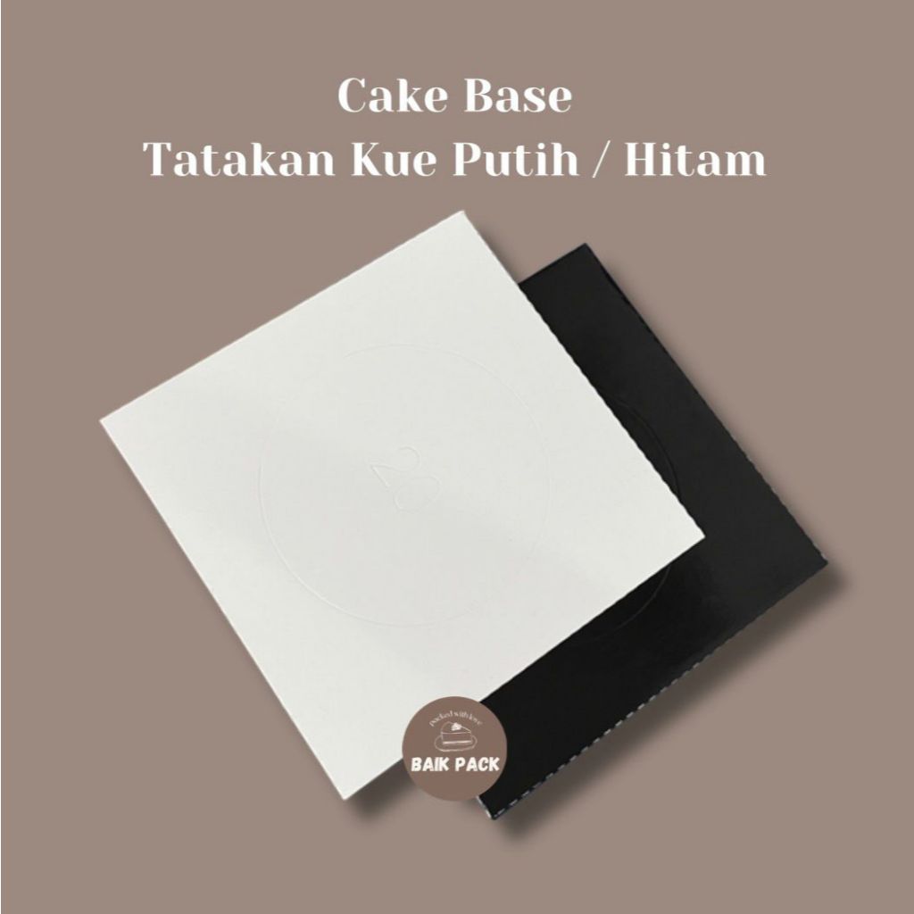 (Isi 10 pcs) Cake Base  / Tatakan Kue / Alas Kue ( Putih / Hitam ) Corrugated Board ( Karton Bergelo