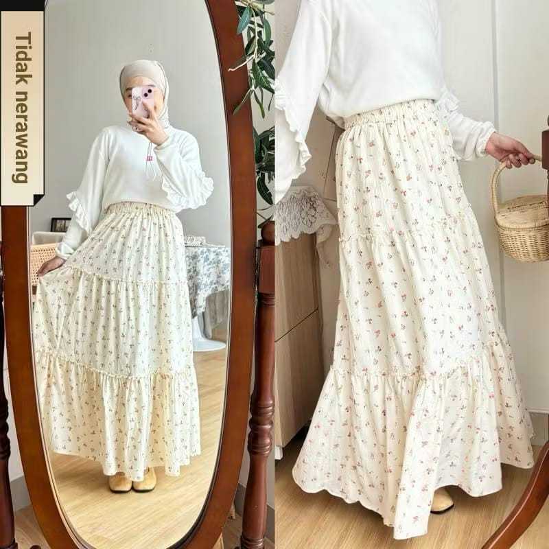 Ruffle Skirt | Rok panjang motif | Rok panjang Ruffle | Rok floral
