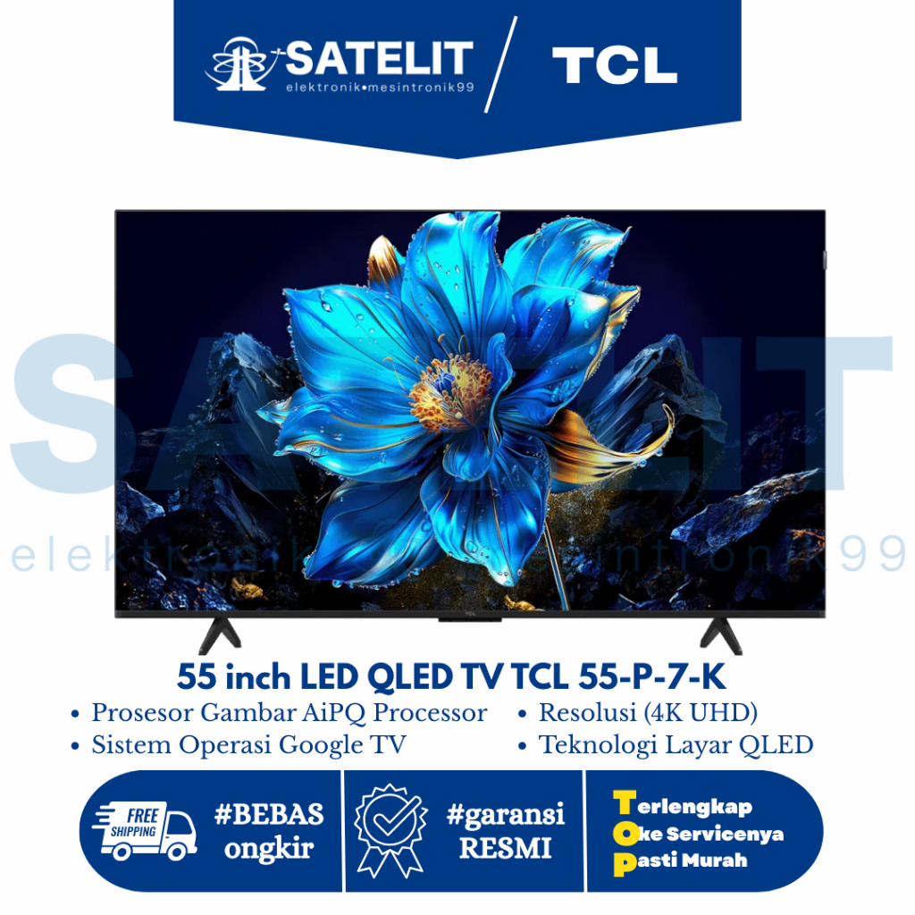 TCL 55 Inch QLED 4K Smart TV 55-P-7-K – Google TV, Dolby Vision & Dolby Atmos, WiFi