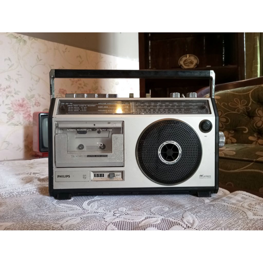 Radio Tape Kaset Compo Jadul Antik Merk PHILIPS Vintage Lawas Tua Kuno Retro