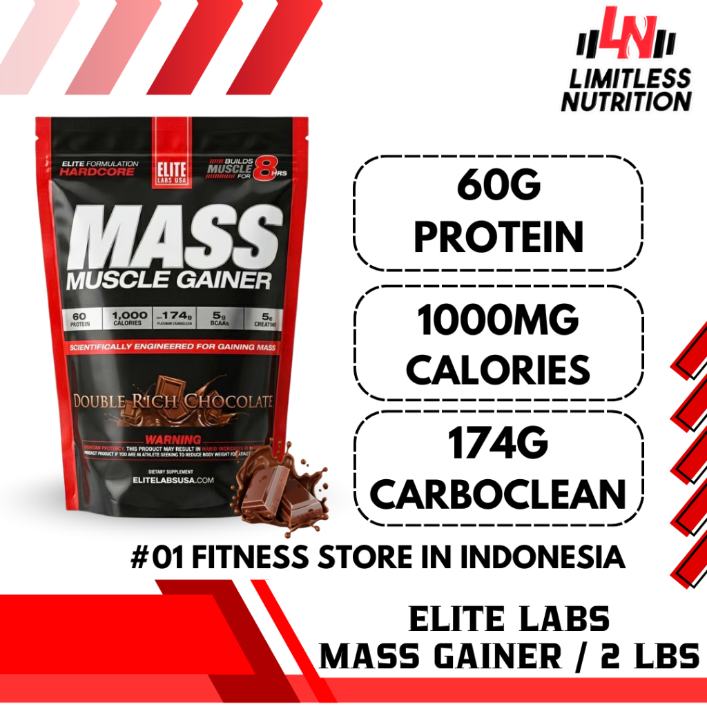 Elite Labs USA MASS MUSCLE GAINER 2Lbs - Mass Gainer susu penambah berat badan import