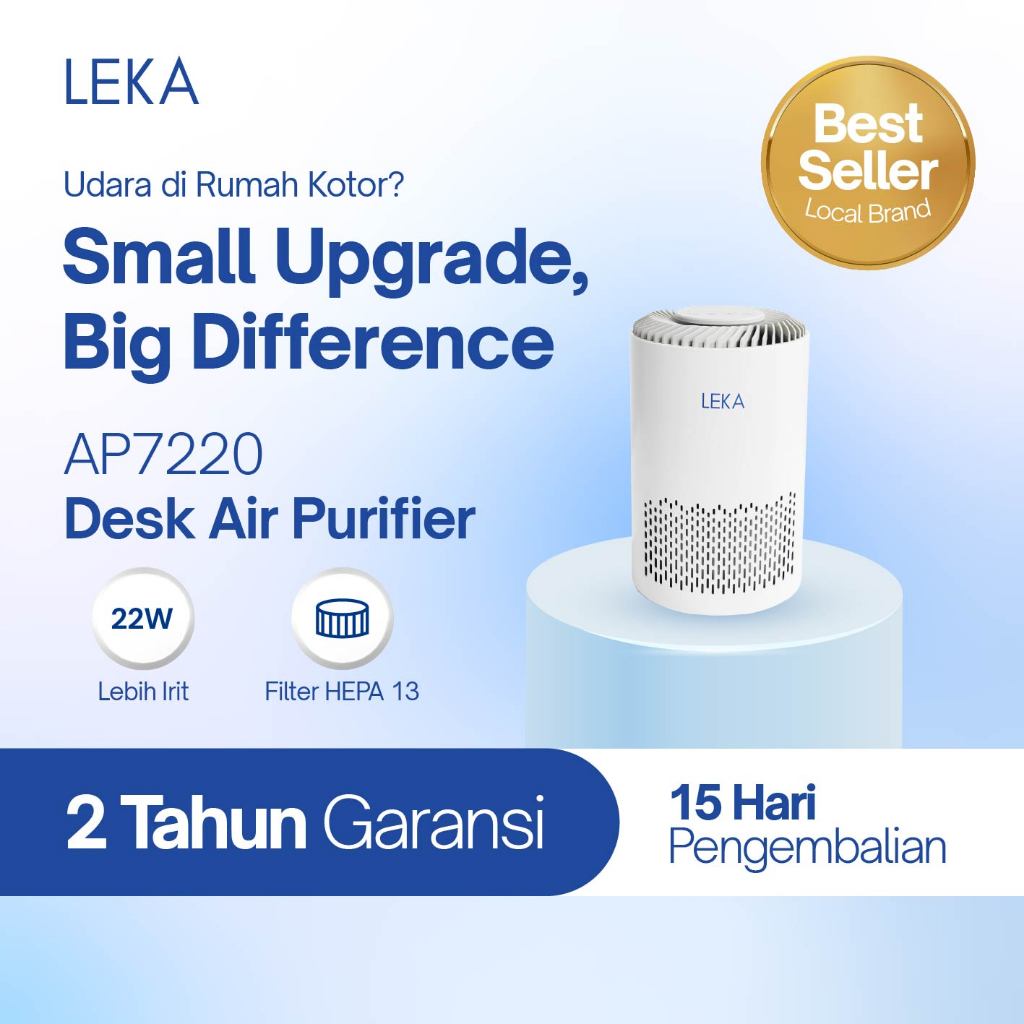LEKA - AP7220 Desk Air Purifier - Pembersih Udara Mini Ringkas True HEPA13