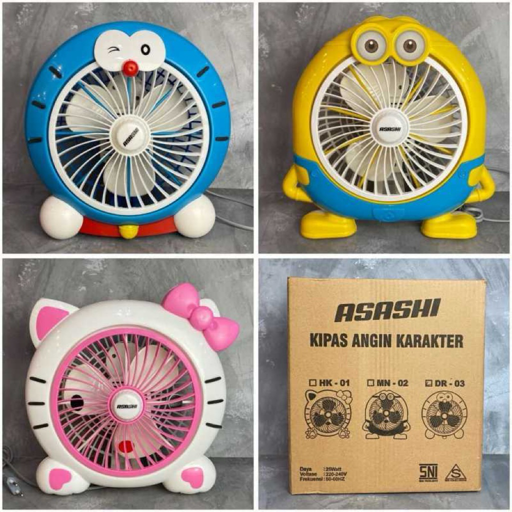 Kipas Angin Karakter ASAHI KIPAS ANGIN lucu / Kipas Karakter / Kipas Angin Doraemon minion kitty