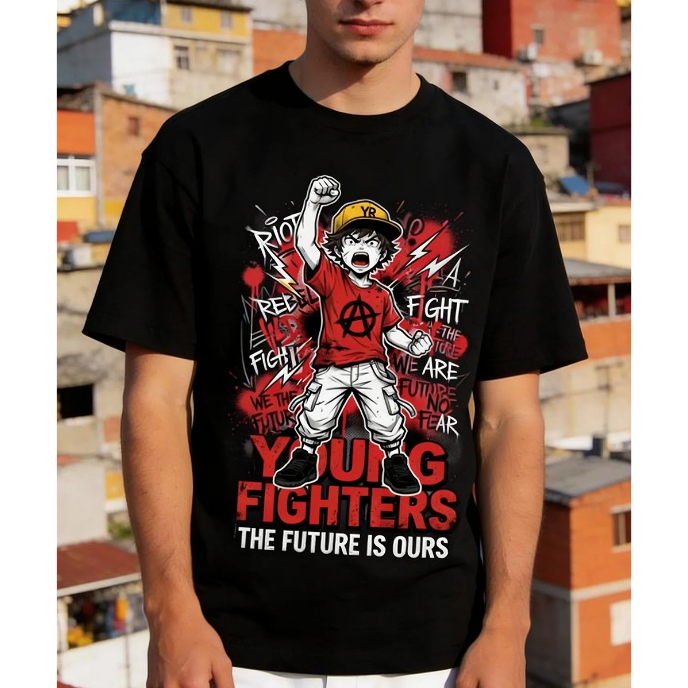 Kaos Anime Streetwear Young Fighters – Kaos Pria Wanita Graphic Tee Distro Fashion Kekinian