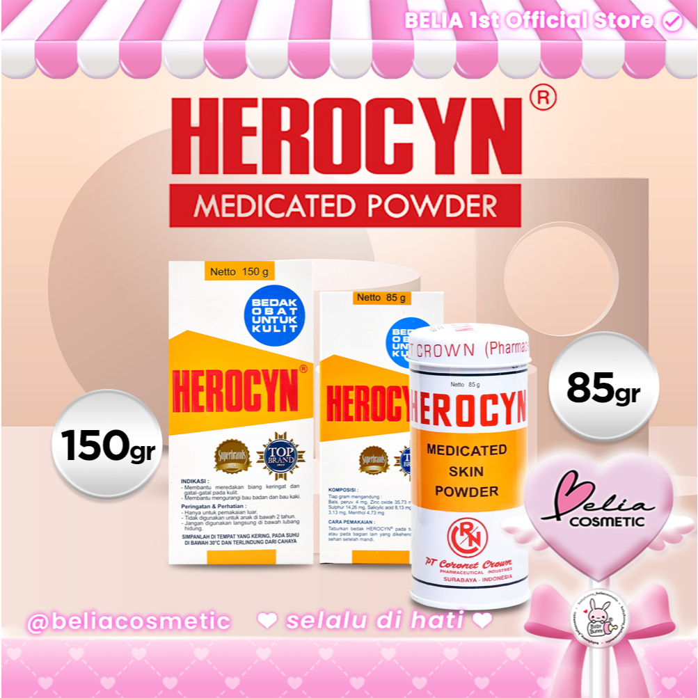 Promo [ Belia ] Herocyn Bedak Gatal Anak Dan Dewasa 85G 150G Bedak Gatal Dan Biang Keringat Herocyn