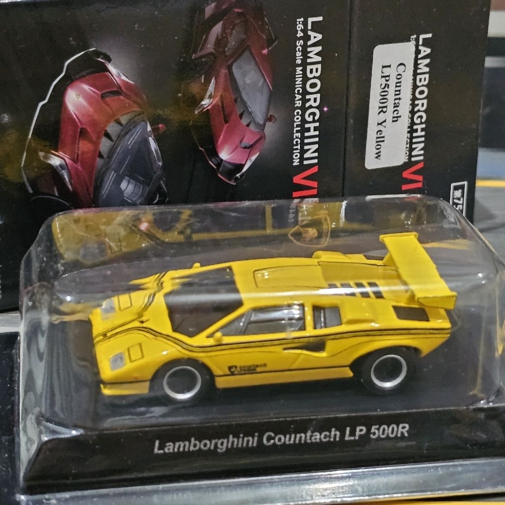 kyosho lamborghini Countach lp500R yellow mini scale 64 gt pop race tlv lp500s