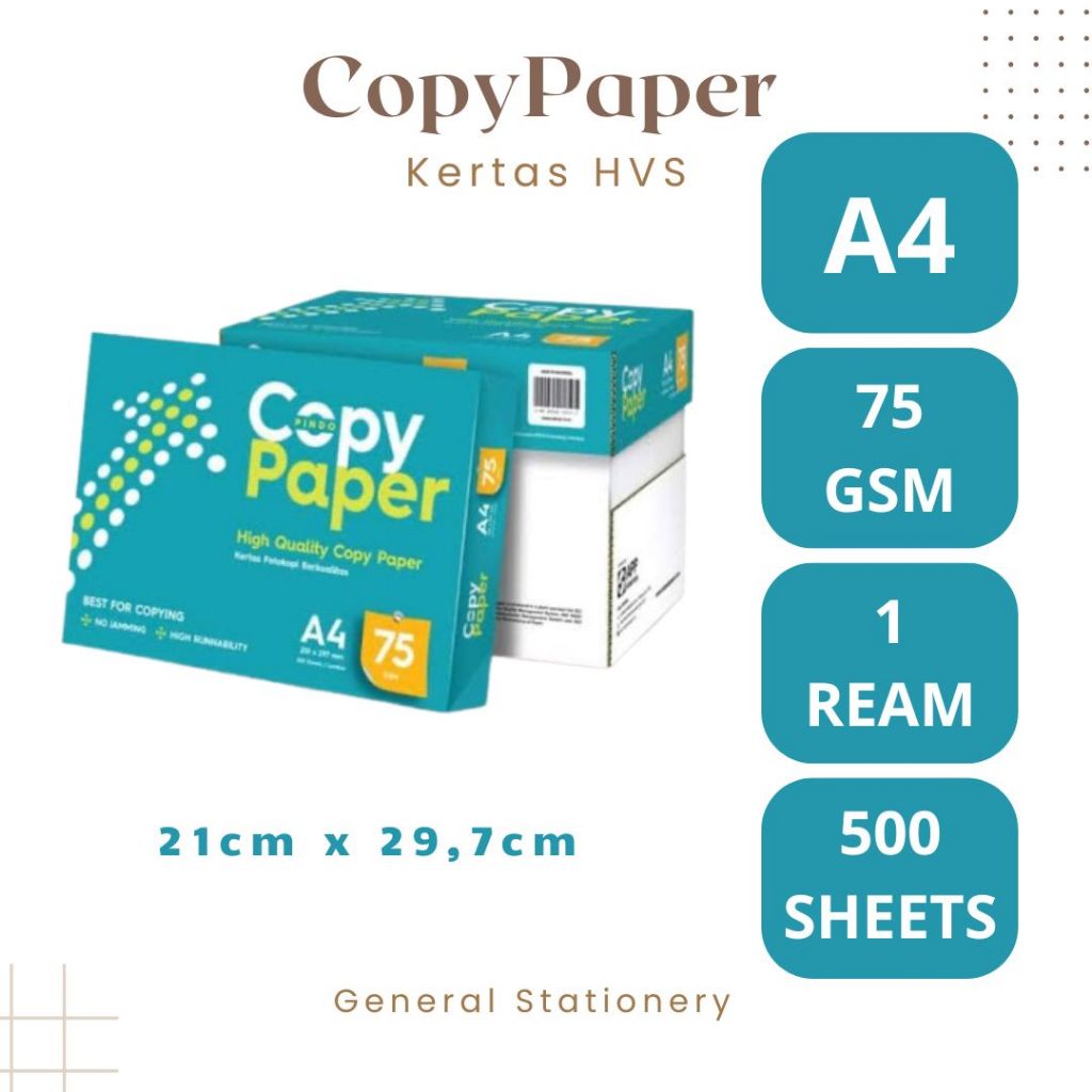 CopyPaper HVS A4 75Gsm / Kertas FotoCopy Merk CopyPaper A4 75Gsm / 1 Rim