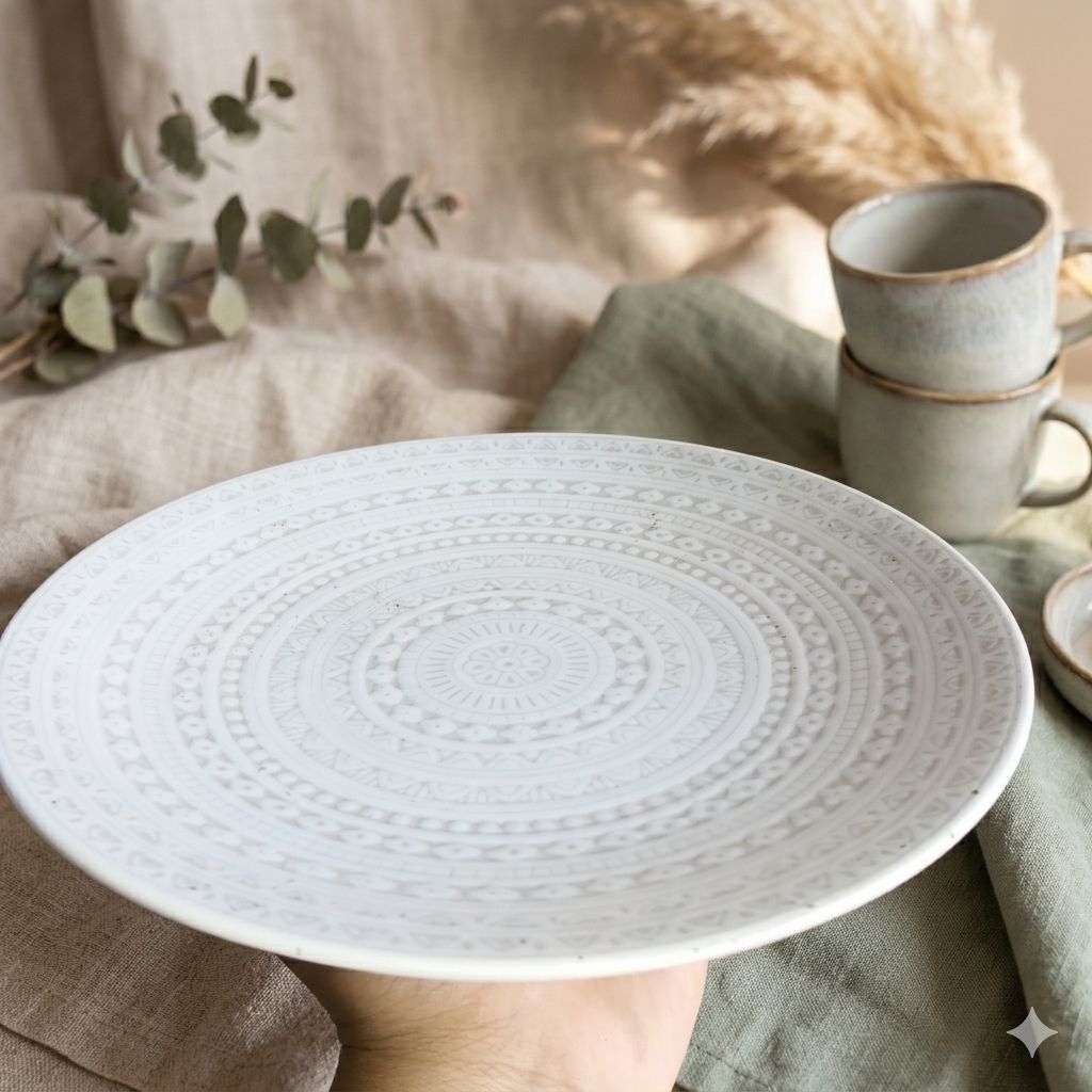 SALAD PLATE / PIRING SALAD MOTIF 8 INCHI PUTIH / PIRING KERAMIK CEPER / PIRING KERAMIK KECIL / TAHAN