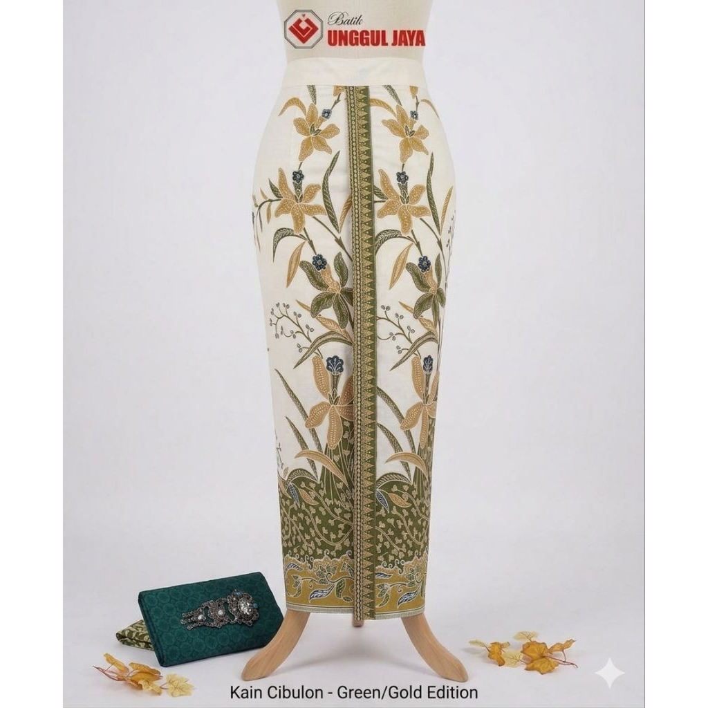 Rok Batik Pekalongan Wanita Motif Bunga Elegan Cream Merah – Rok Kebaya Panjang Slim Fit Kondangan