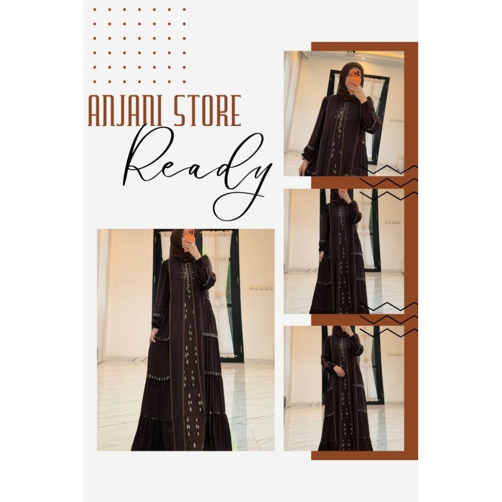 ANJANI STORE TERBARU RAMADHAN SERIES GAMIS TWILL MAHOGANY ETNIK SUSUN