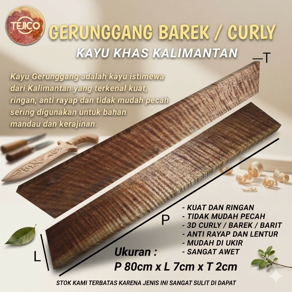 KAYU GERUNGGANG BAREK/IDAT/IRAT/ BAHAN SARUNG BILAH MANDAU
