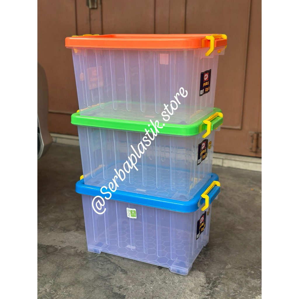 container box 30ltr putih / kotak penyimpanan serbaguna / tempat pakaian / kotak kain kecil plastik 