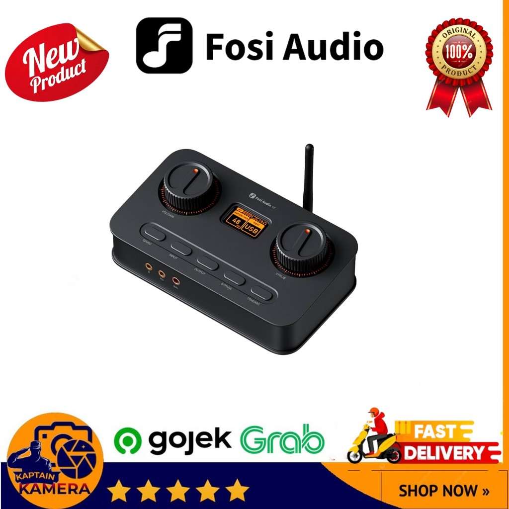 Fosi Audio K7 Amplifier Headphone Hi-Fi Gaming DAC Bluetooth LCD Display