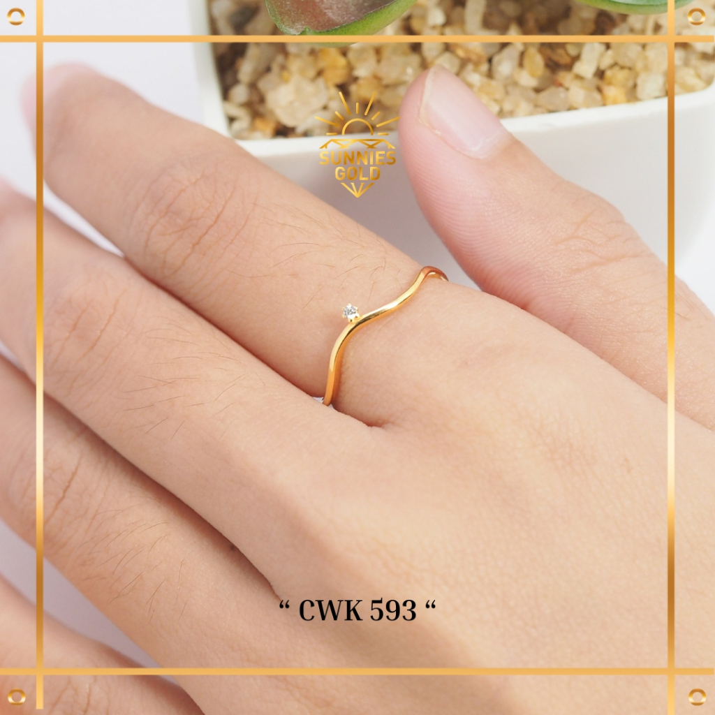 CINCIN EMAS ASLI KADAR 8K CINCIN GELOMBANG GOLD PERMATA SOLITARE ELEGANT SUNNIES GOLD - CK 593