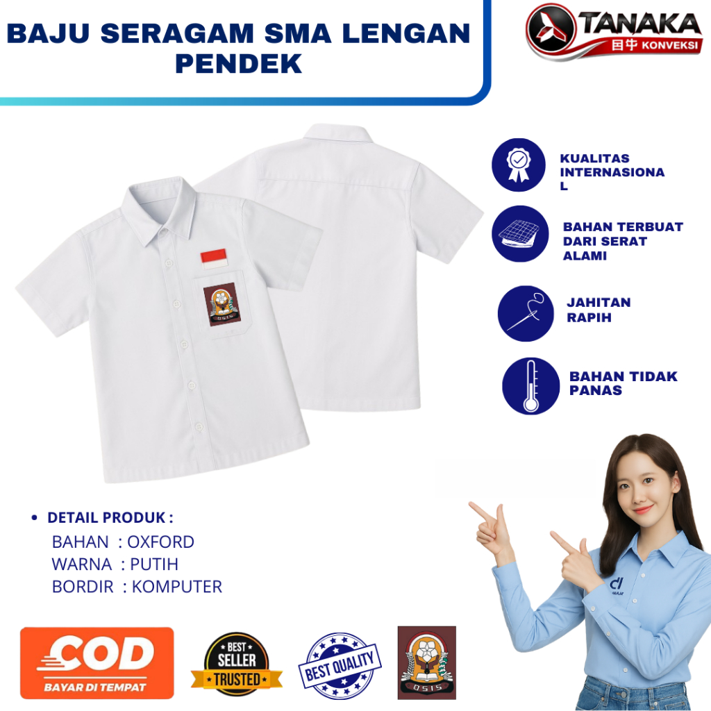 SERAGAM MURAH JOGJA - SERAGAM SMA BAJU SERAGAM SMA BAJU LENGAN PENDEK SMA PREMIUM