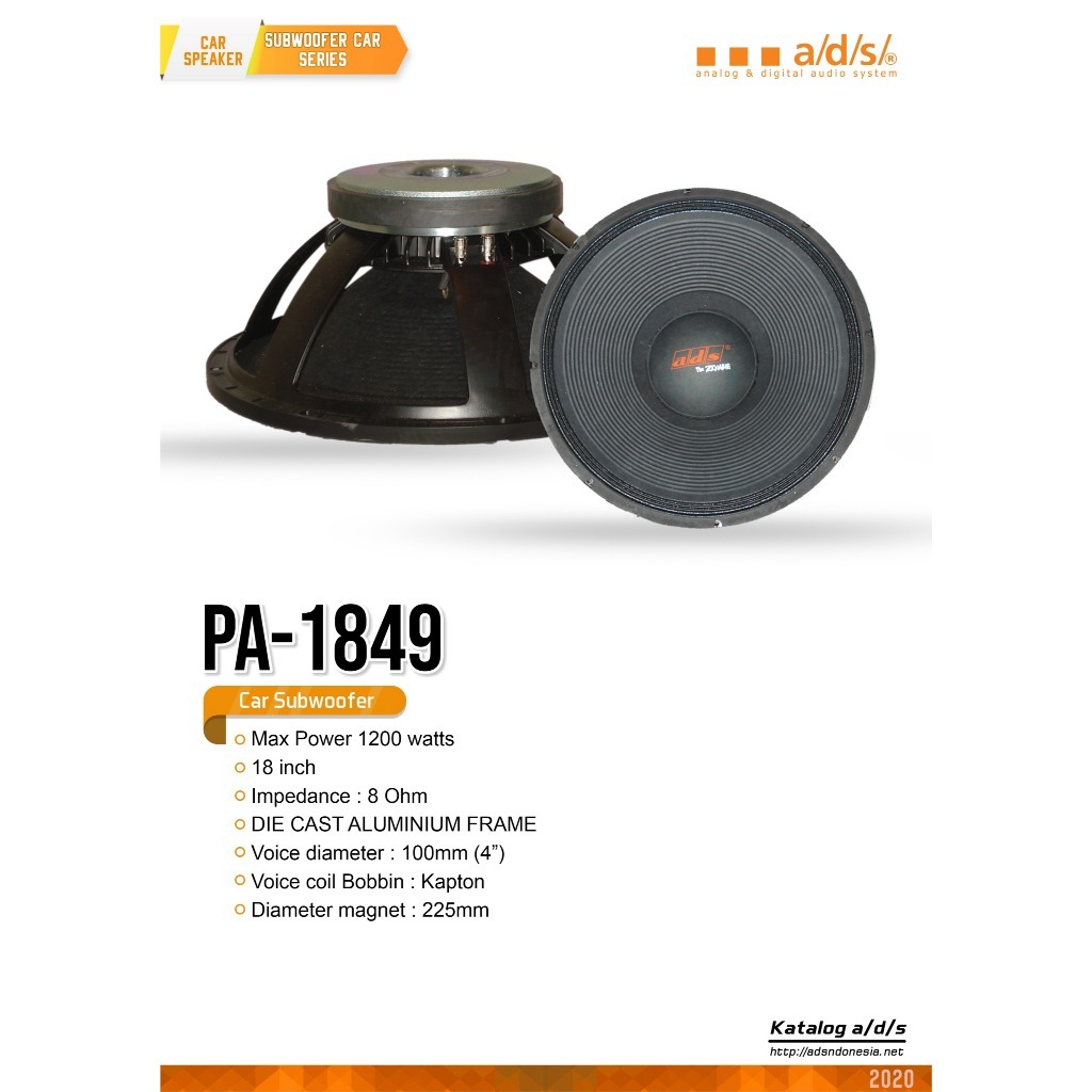 Speaker Komponen Full Range 18 inch ADS PA 1849 / PA1849 voice coil 4
