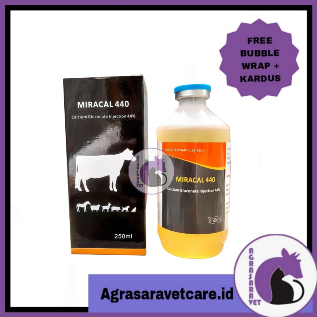 MIRACAL 440 200 ml - Calcium infus untuk hypocalsium pada ternak sapi kambing kuda LIKE CALCIDEX FOR