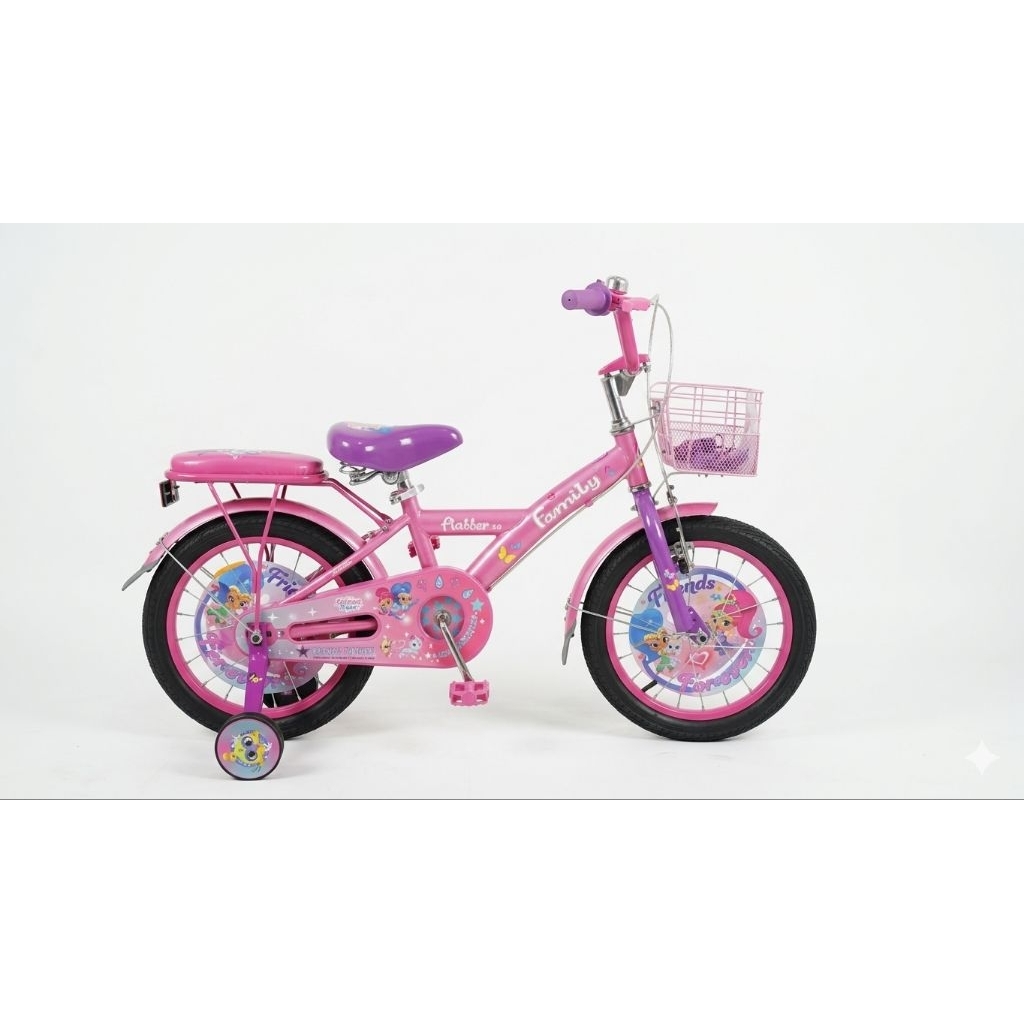 Sepeda Anak Perempuan Family Mini 16 inch Flubber Shimmer and Shine Pink