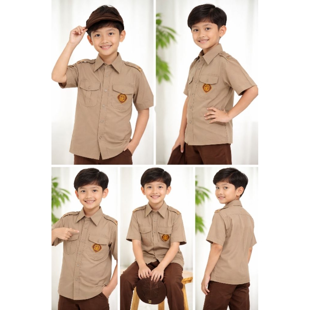 Baju Pramuka Penggalang Coklat Susu / Kopi Susu / Kain Oxford / Merk Dona Jaya / Baju Seragam Sekola