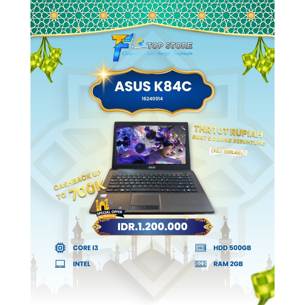 LAPTOP ASUS K84C CORE I3 HDD 500/2GB