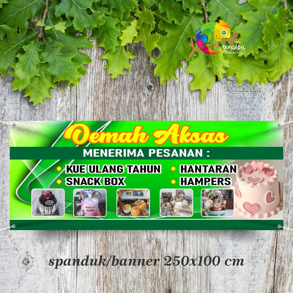cetak spanduk banner 250x100 toko aksesoris custom desain