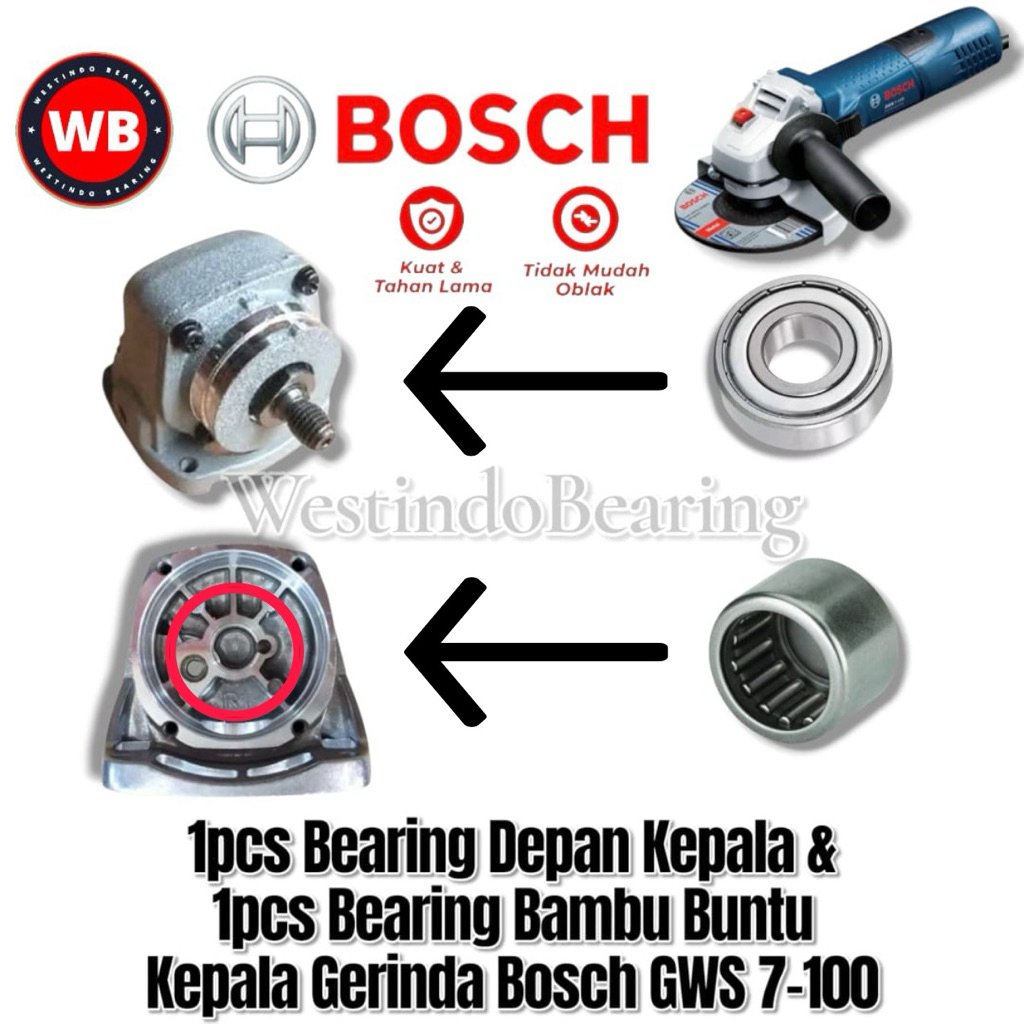 Bearing 2pcs Kepala Gerinda Bosch GWS 7100 Laher Bambu Buntu Laker Lahar Klahar Gearbox Depan Belaka