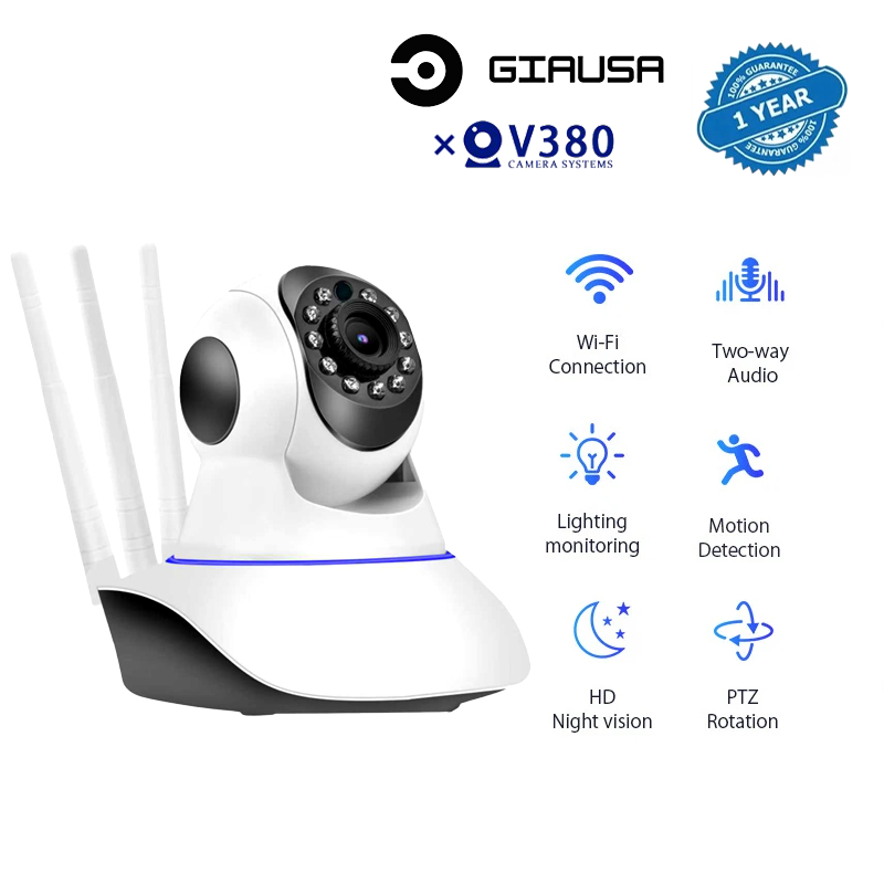 CCTV Kamera Wireless WIFI IPV6 Night Vision 1080P HD V380 PRO CAMERA 3 Antena IP Kamera MONITOR BABY