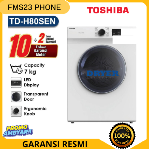 TOSHIBA Dryer Mesin Pengering Pakaian Kapasitas 7kg Model TD-H80SEN GARANSI RESMI
