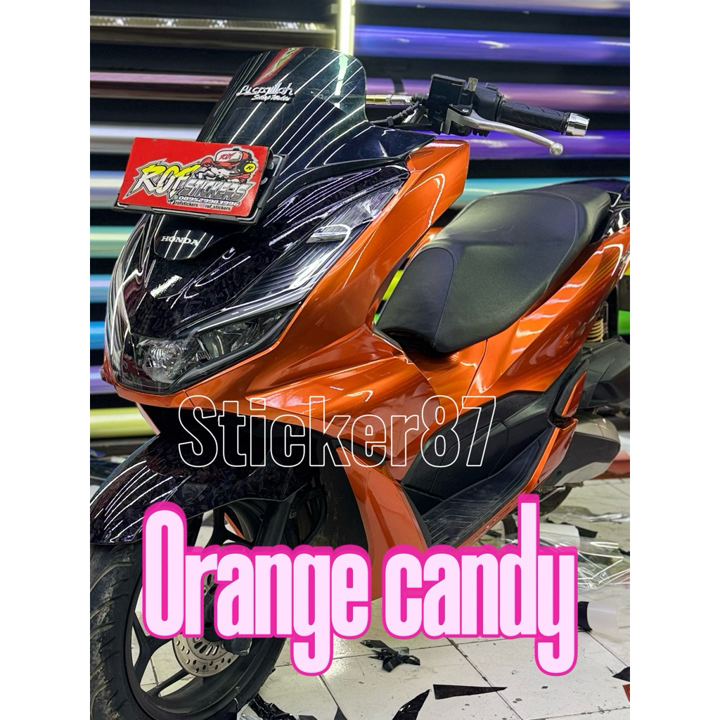 stiker skotlet lis motor orange candy premium