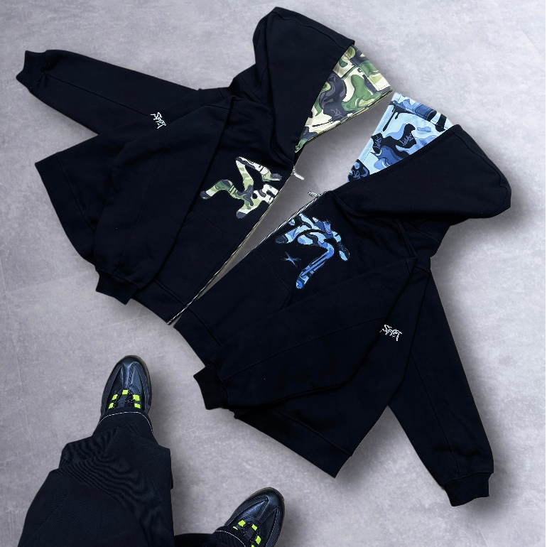 SAFFATH - Grey Camo - Hoodie Zipper Boxy - Premium Product