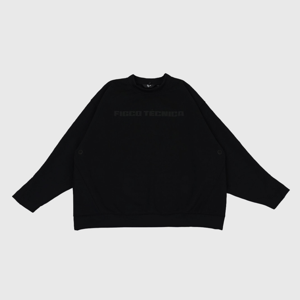 Figco - Technica Crewneck Tech Fleece Double Knit Oversized Boxy Virex Black