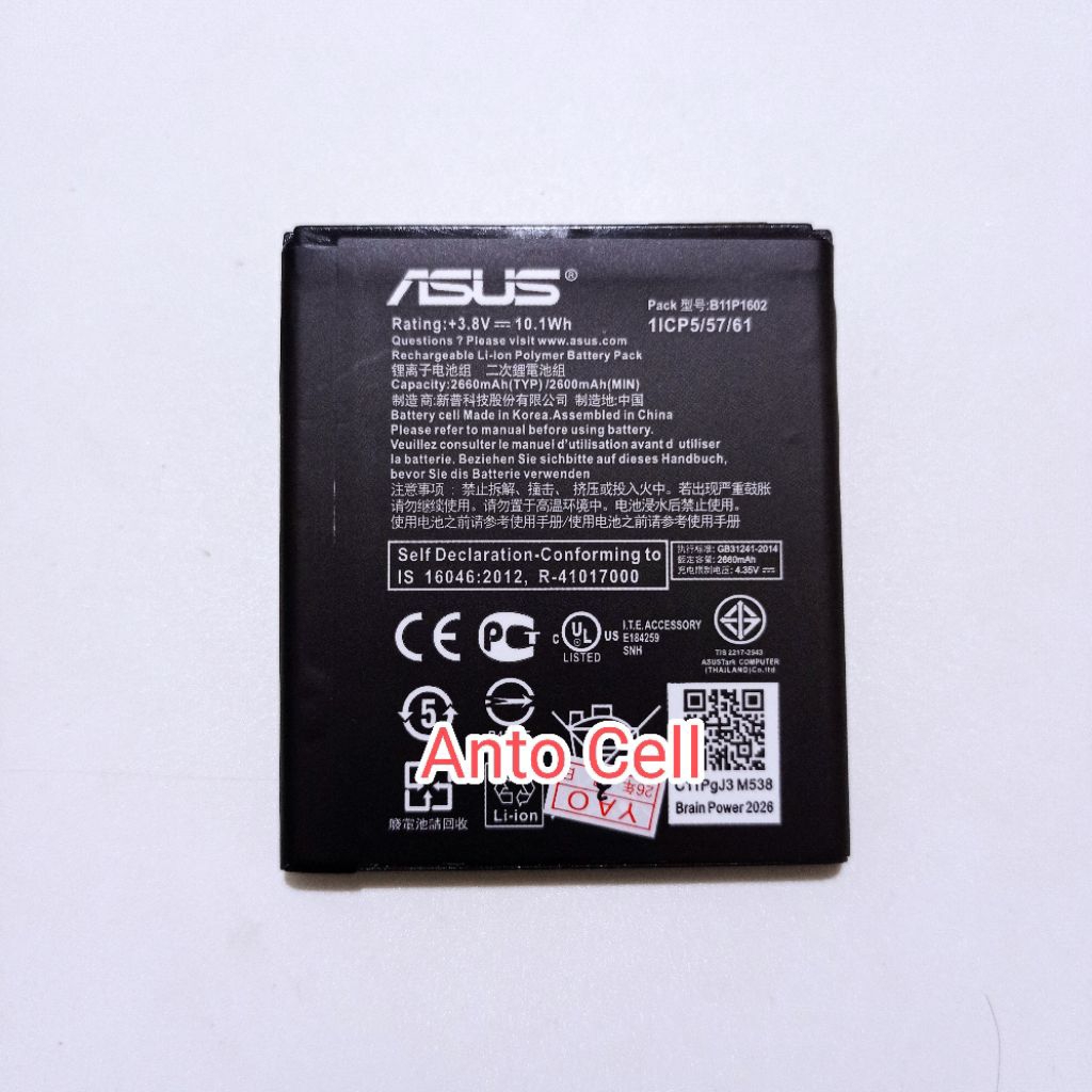 Baterai batre For asus zenfone 3 GO 5 inch B11P1602 ZB500KL X00AD X00BD battery hp