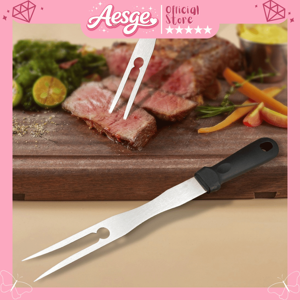 GARPU DAGING STEAK PANGGANG BBQ / Garpu Besar Daging Outdoor Bbq / Fork Stainless Steel Barbecue /  