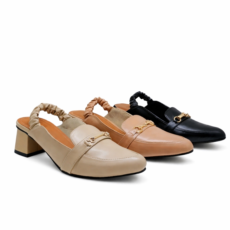 Mules Heels wanita slingback big size 40-45 hak 5cm Formal elegan