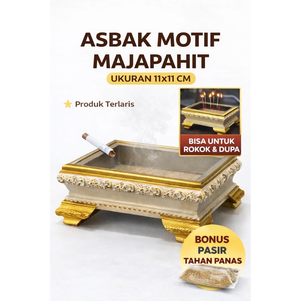 Asbak Premium Tahan Panas Estetik + FREE Pasir Siap Pakai | cocok untuk tempat dupa dan putung rokok